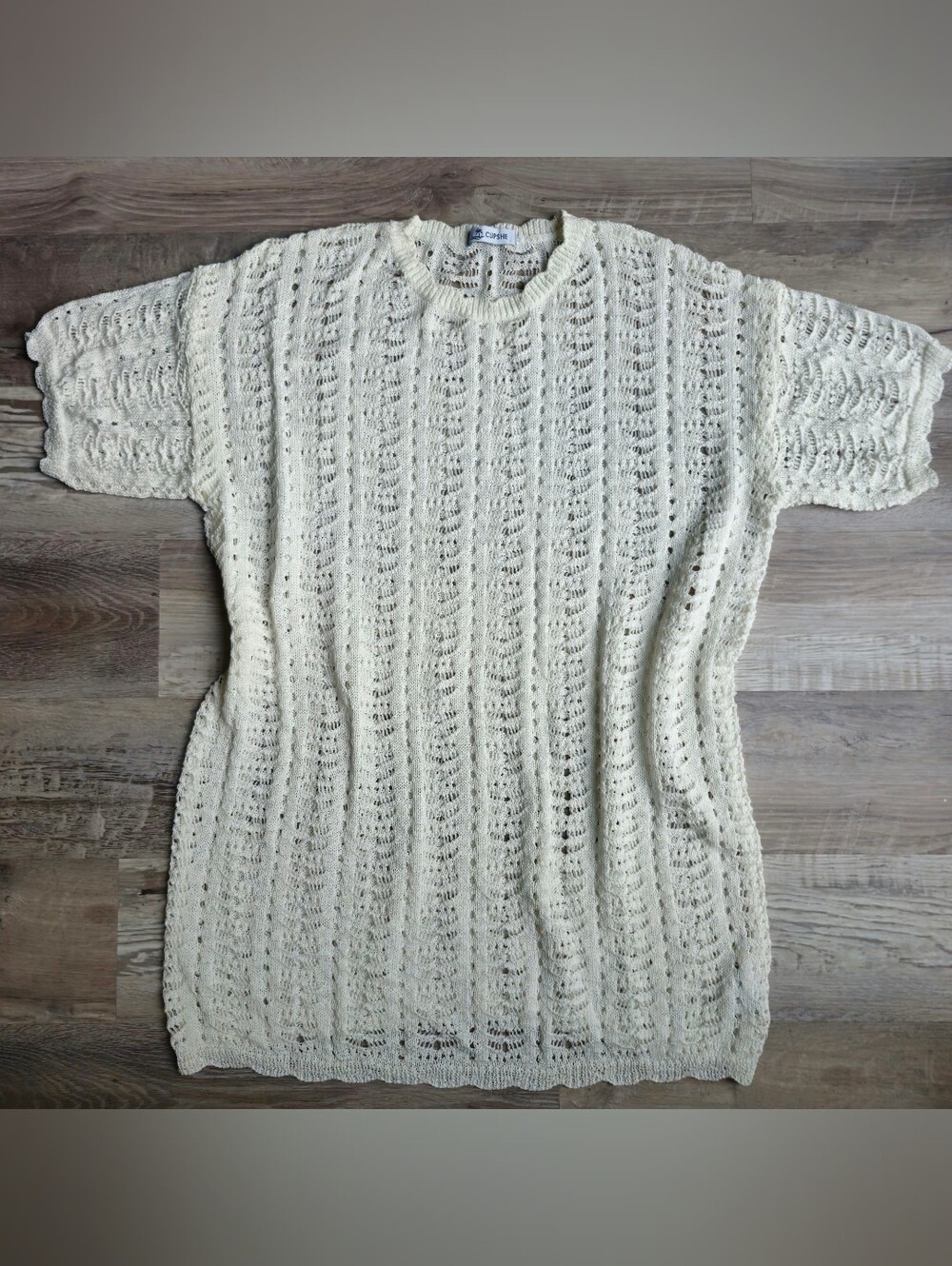 Cupshe Crochet Knit Short Sleeve Sweater Cover Up XL Boho Beach Coastal